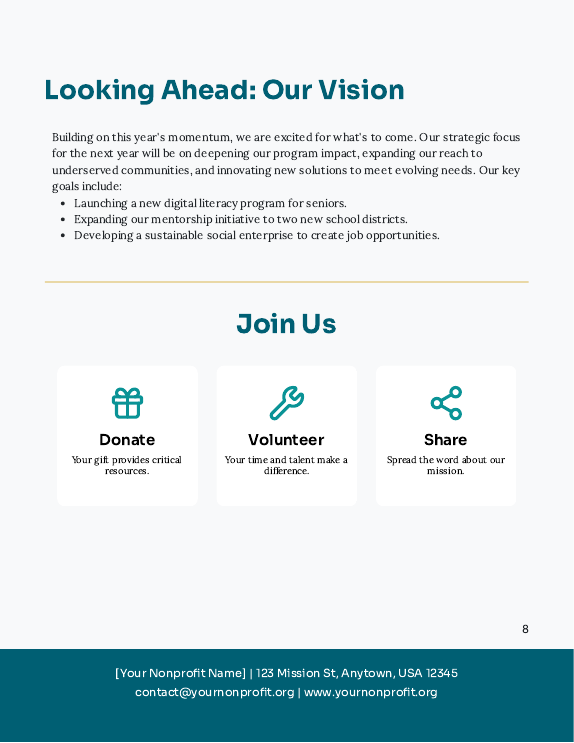 Annual Nonprofit Impact & Donor Report