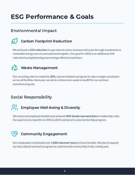 Annual ESG & Financial Report for SMEs
