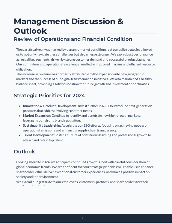 Annual ESG & Financial Report for SMEs