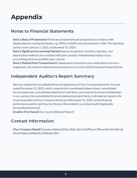 Annual ESG & Financial Report for SMEs