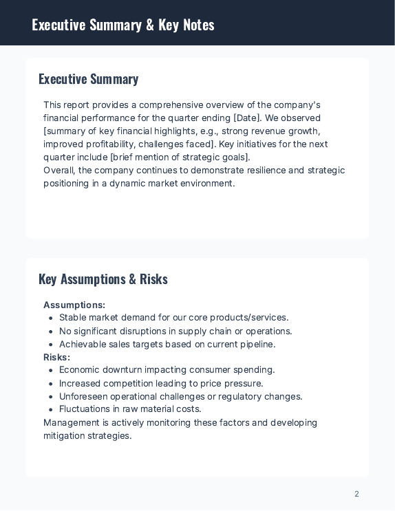 Quarterly Financial Summary for SMEs