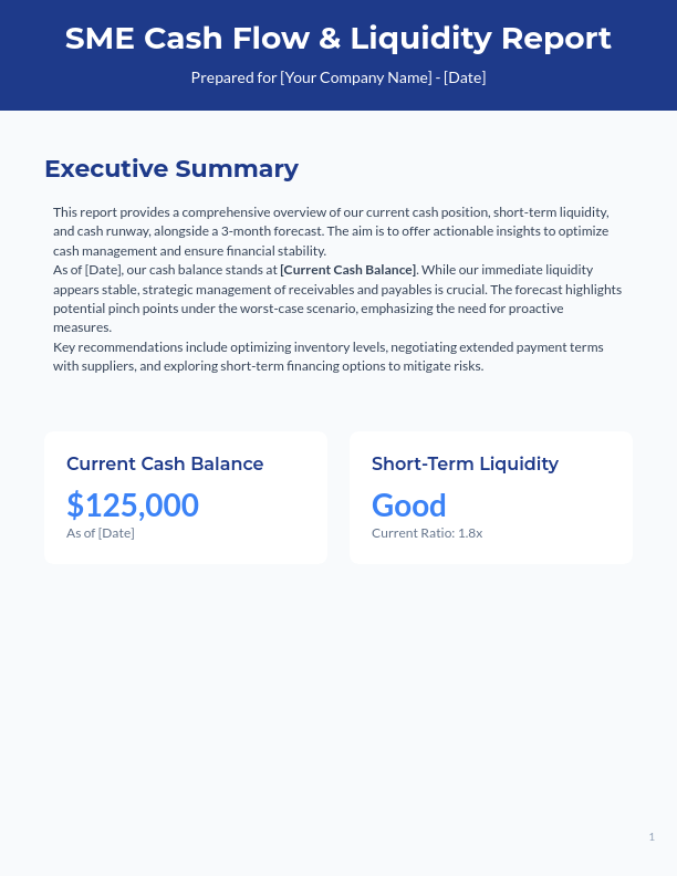 SME Cash Flow & Liquidity Report