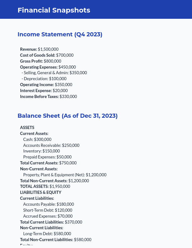 Quarterly Financial Health Report - SMB