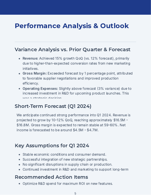 Quarterly Financial Performance Summary
