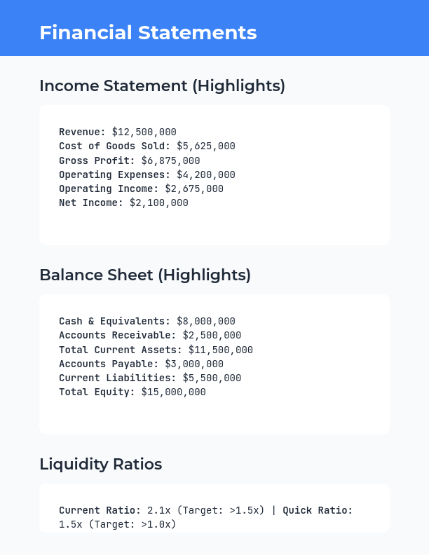 Investor Quarterly Financial Report