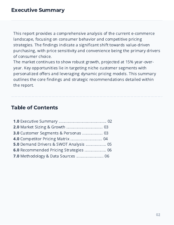 E-commerce Consumer Insights & Pricing Brief