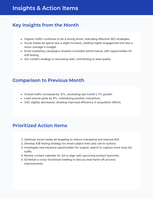 Monthly Marketing and Growth Report