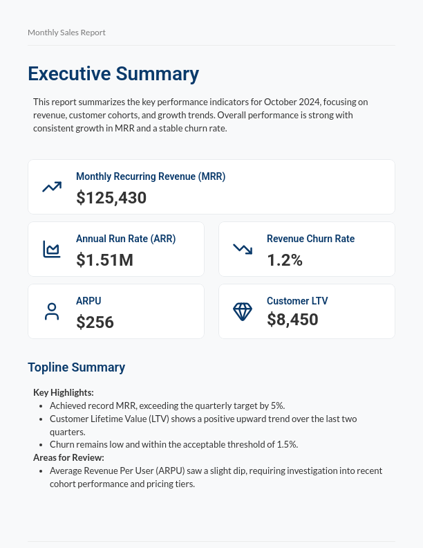 Monthly Customer Cohort Sales Insights