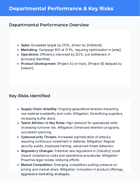 Monthly Ops Performance Brief for Executives