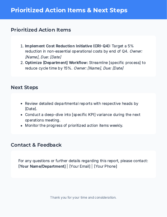 Monthly Ops Performance Brief for Executives