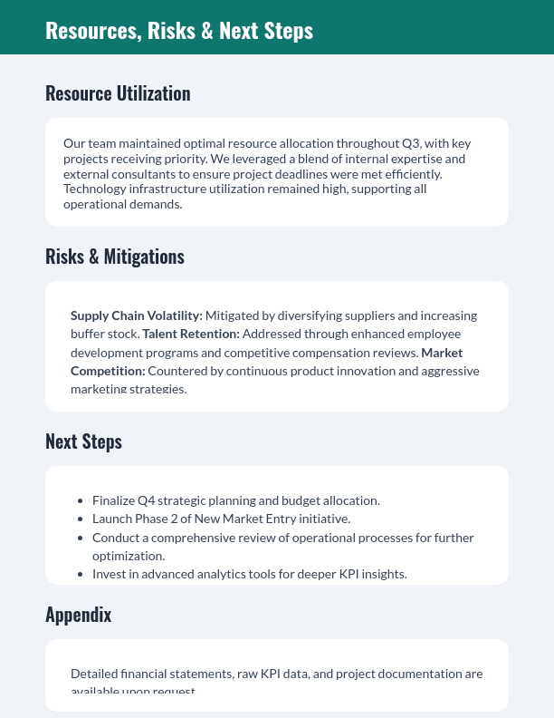 Quarterly Progress Report — Operations & KPIs