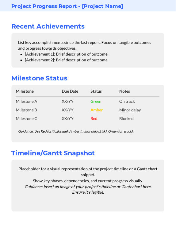Project Progress Report for Remote Teams