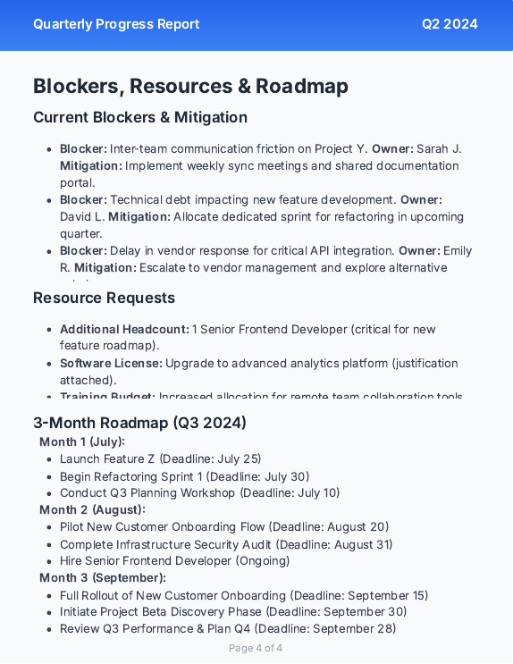 Quarterly Progress Report for Remote Teams