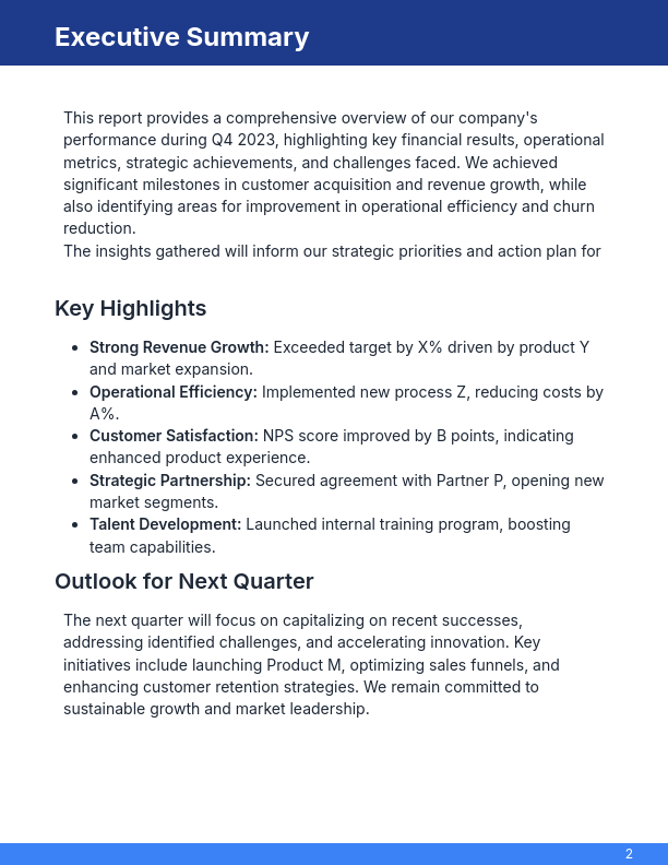 Quarterly Executive Business Review