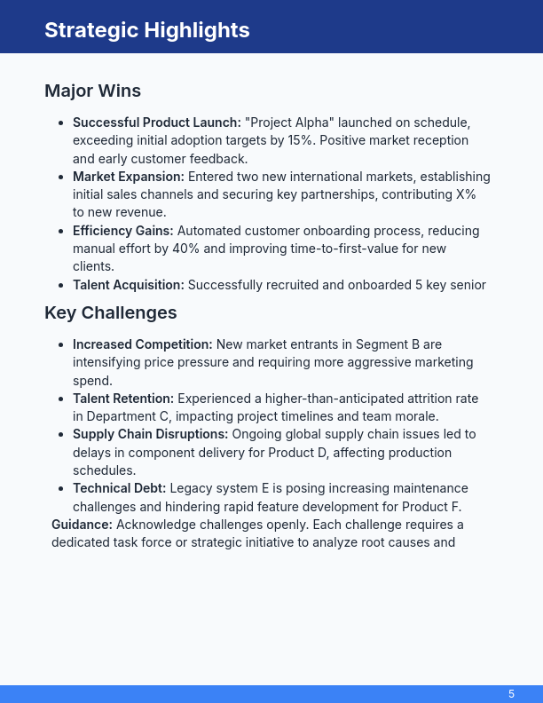 Quarterly Executive Business Review