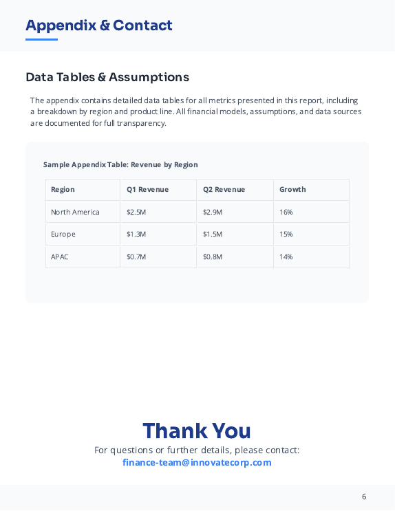Quarterly Financial & KPI Report for Execs