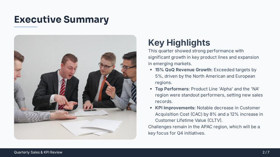 Quarterly Sales & KPI Review for Regional Teams
