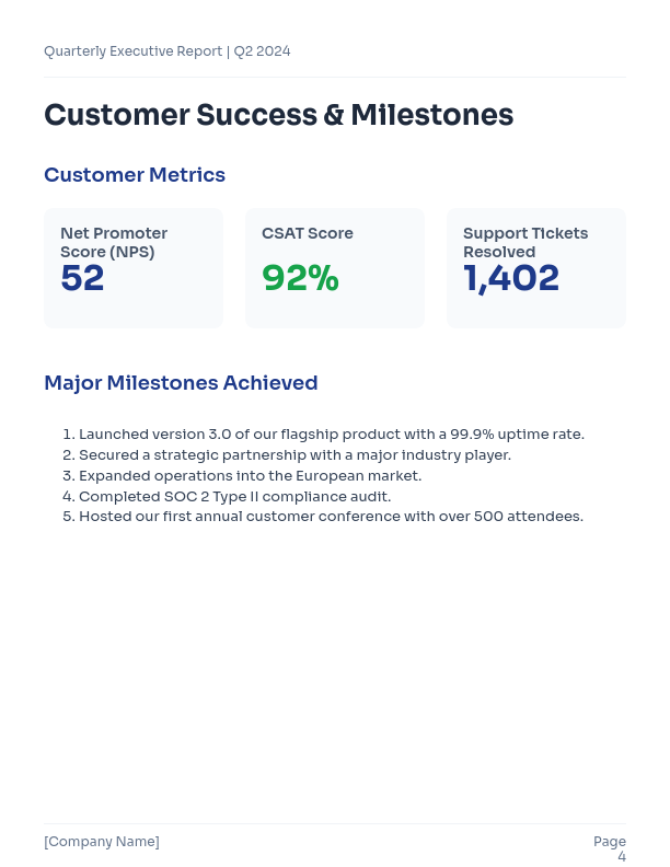 Quarterly Executive Ops & KPI Brief