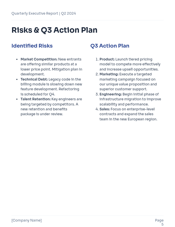 Quarterly Executive Ops & KPI Brief