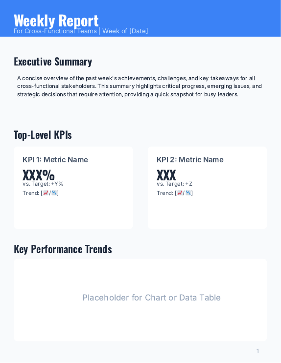 Weekly Cross-Functional Status & KPIs