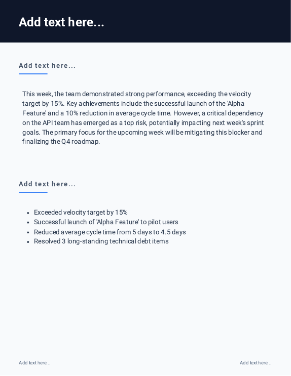 Weekly Performance & Risk Report for Managers