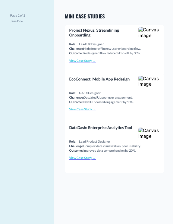Portfolio-Focused Product Designer Resume