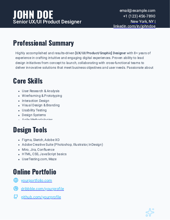Portfolio-Driven Designer Resume