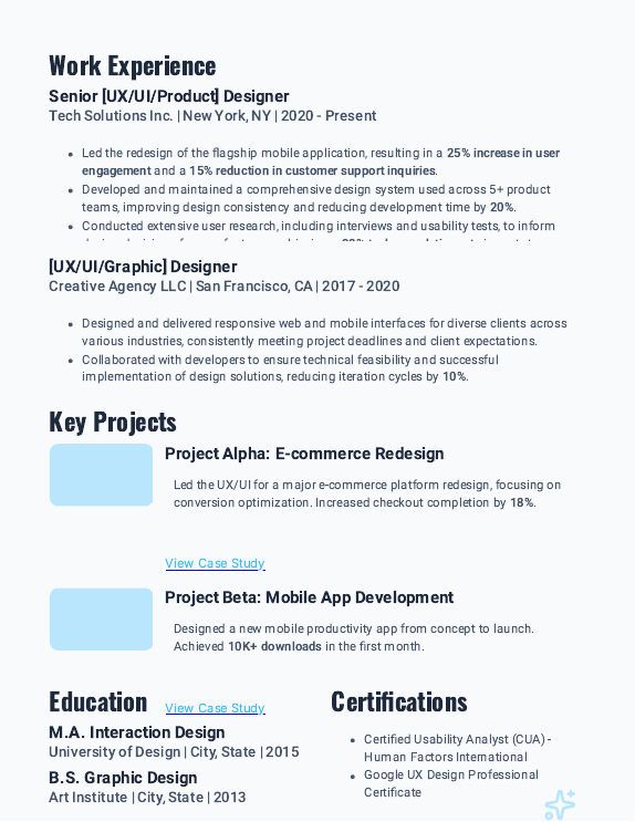 Portfolio-Driven Designer Resume