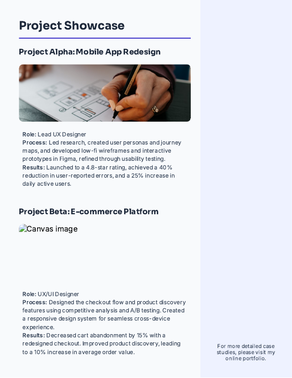 Portfolio-Focused UX Designer Resume