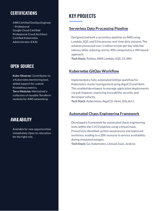 Senior Software Engineer — Cloud & SRE