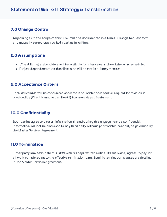 SOW for Consulting: IT Strategy Engagement