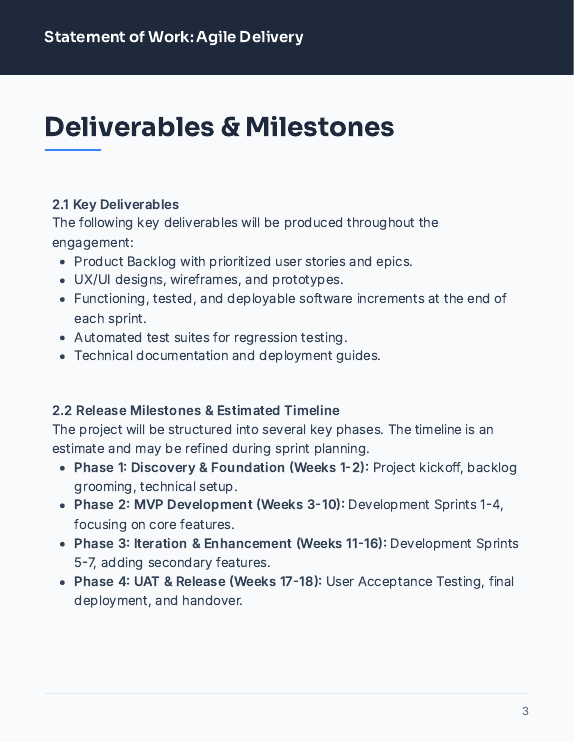 Consulting Statement of Work — Agile Delivery