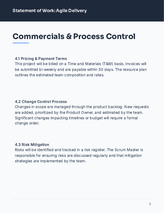 Consulting Statement of Work — Agile Delivery