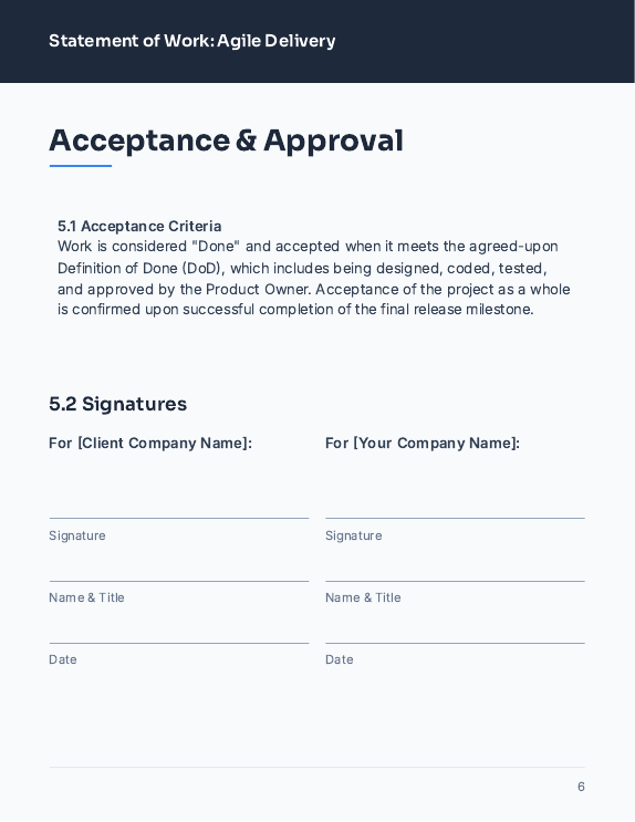 Consulting Statement of Work — Agile Delivery