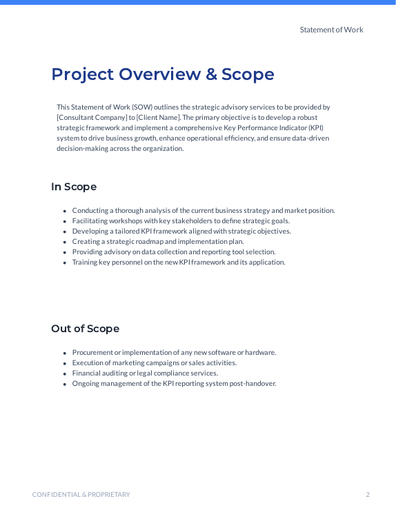 Consulting SOW: Strategic Advisory & KPIs