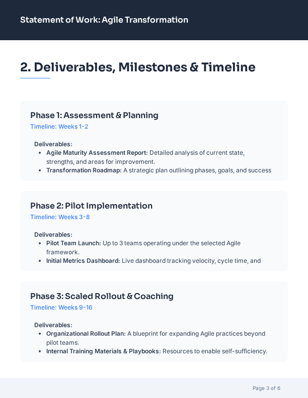 Consulting SOW for Agile Transformation