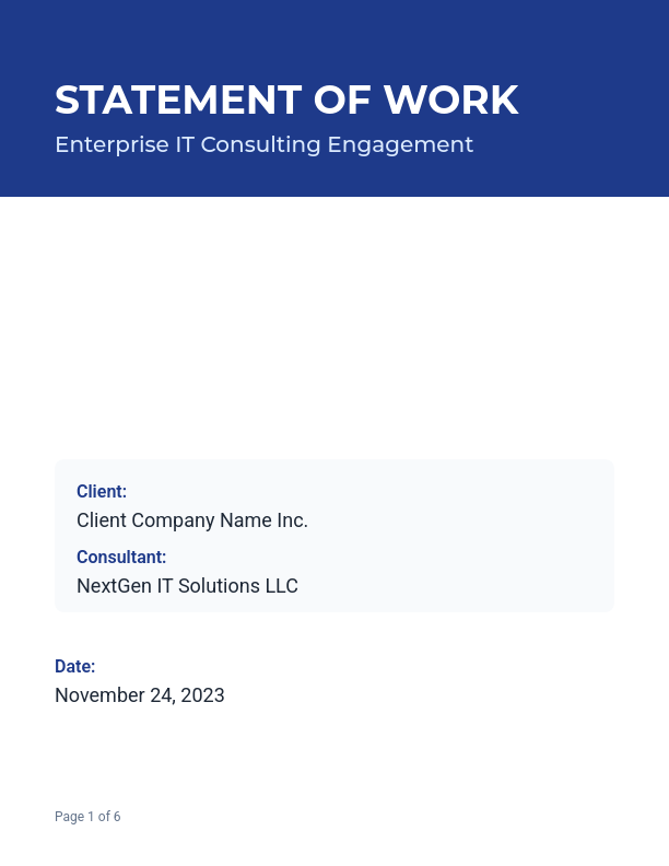 Enterprise IT Consulting SOW - Fixed Scope