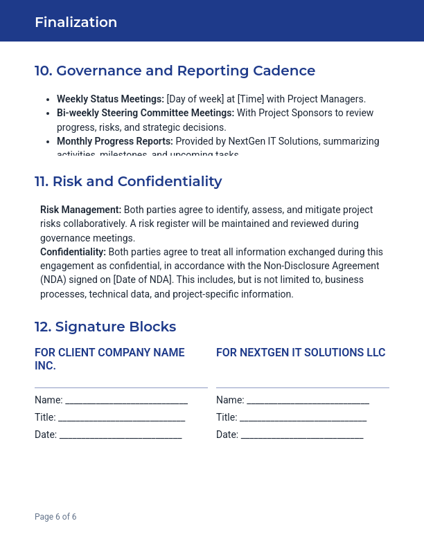 Enterprise IT Consulting SOW - Fixed Scope