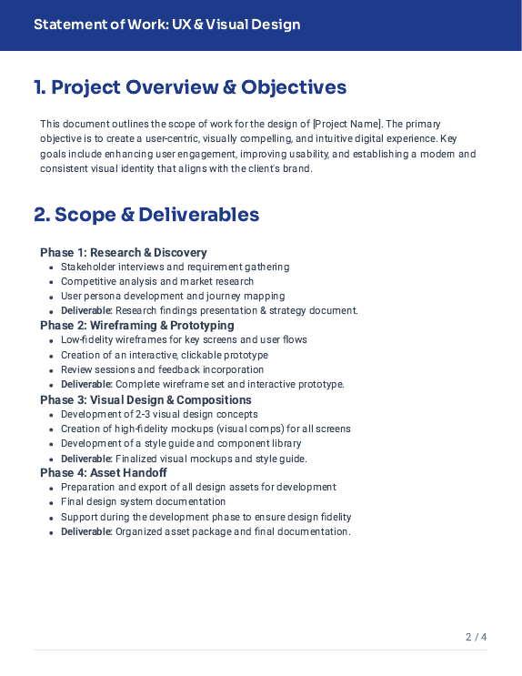 Design Services SOW — UX & Visual Design