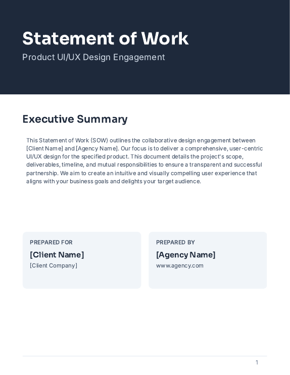 Design SOW for Product UI/UX Engagement
