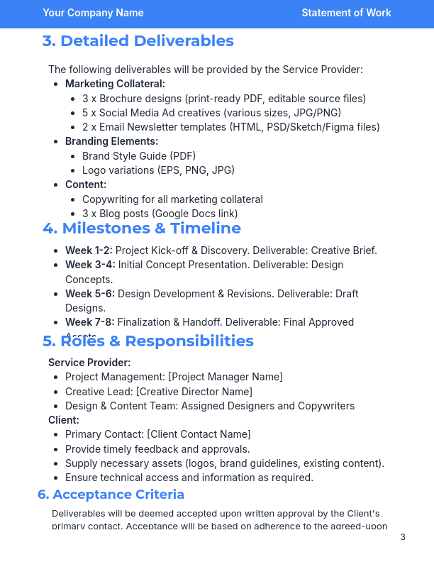 Marketing SOW: Creative Agency Design Brief