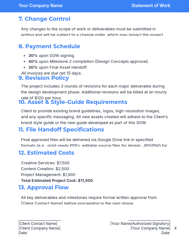 Marketing SOW: Creative Agency Design Brief