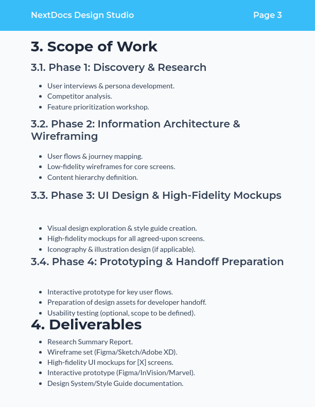 Design SOW for Mobile App UI/UX