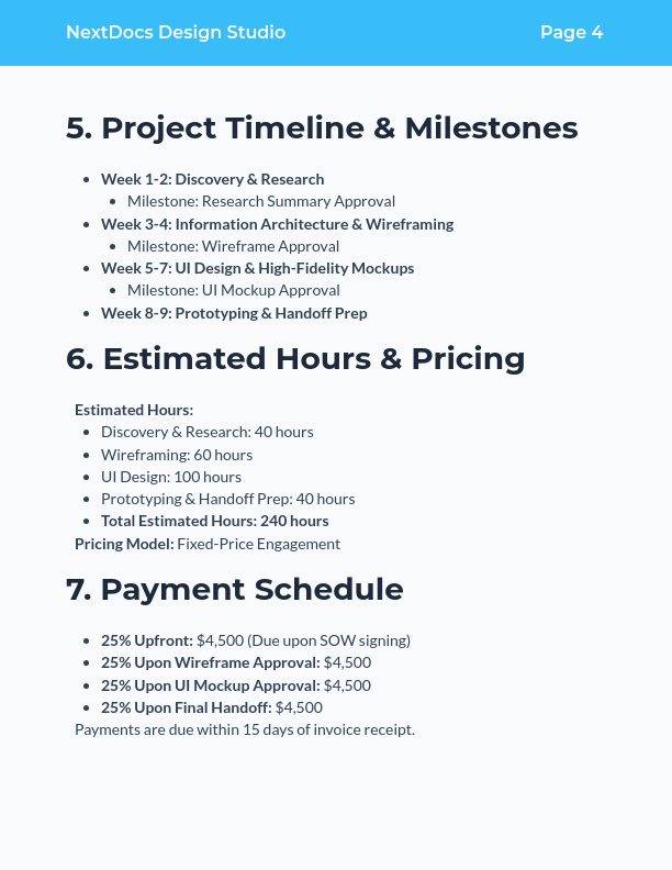 Design SOW for Mobile App UI/UX