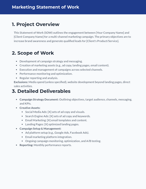 Marketing SOW for Campaign Strategy & KPIs