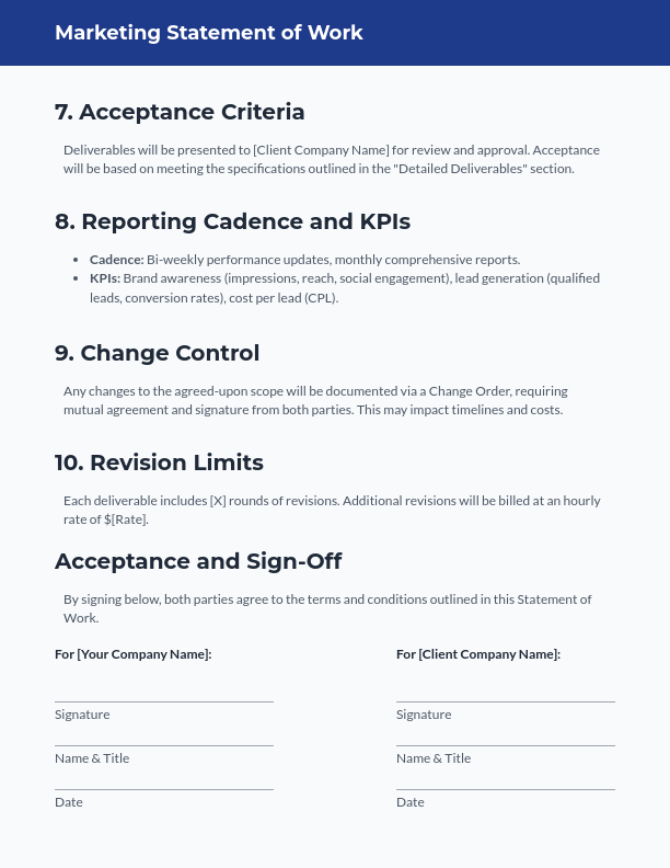 Marketing SOW for Campaign Strategy & KPIs