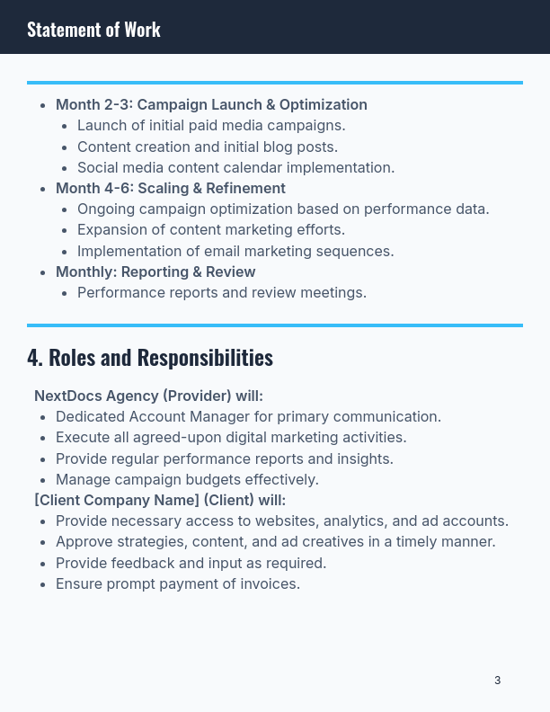 Marketing SOW for Digital Campaigns