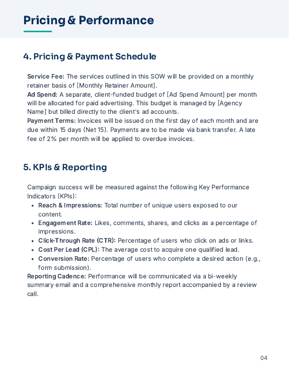 Marketing SOW for Agency Campaign Execution