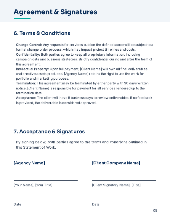 Marketing SOW for Agency Campaign Execution