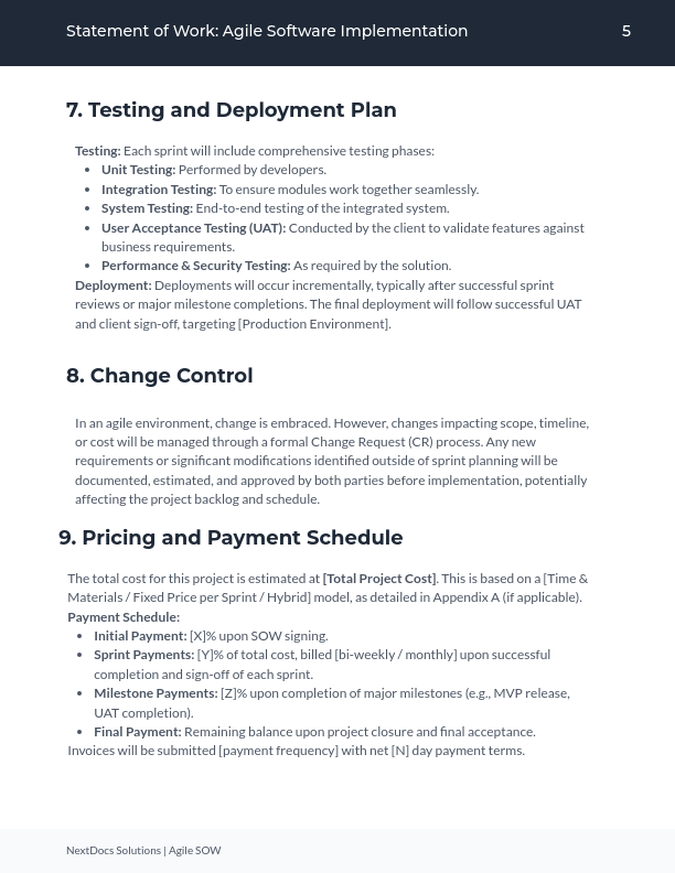 Agile Software Implementation SOW — Phase 2